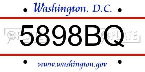 5898BQ District Of Columbia License Plate