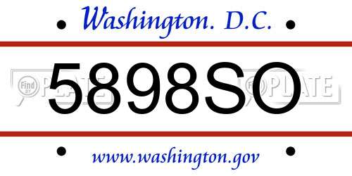 5898SO District Of Columbia License Plate