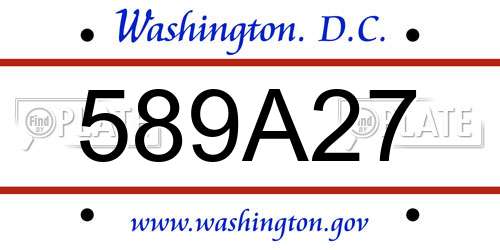 589A27 District Of Columbia License Plate