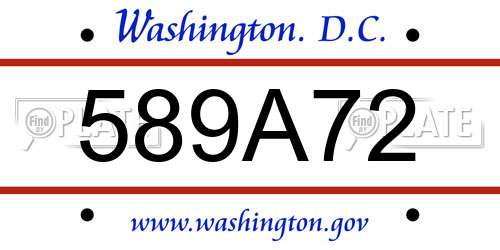589A72 District Of Columbia License Plate