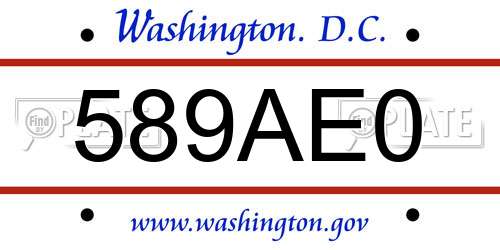 589AE0 District Of Columbia License Plate