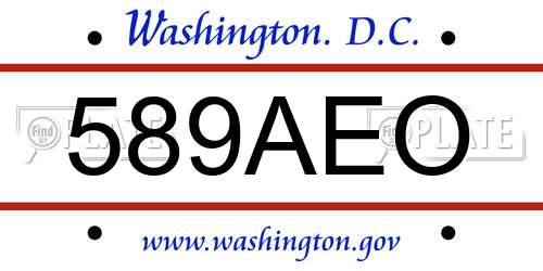589AEO District Of Columbia License Plate