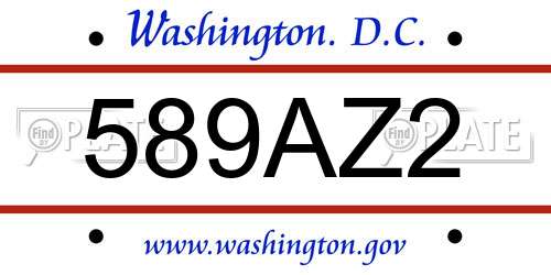 589AZ2 District Of Columbia License Plate