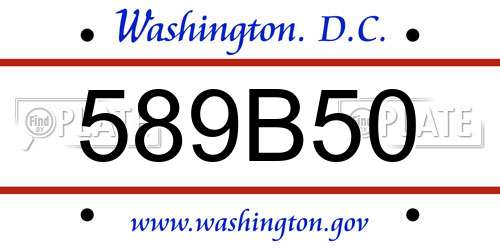 589B50 District Of Columbia License Plate