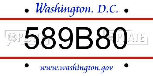 589B80 District Of Columbia License Plate