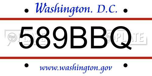 589BBQ District Of Columbia License Plate