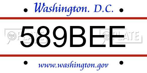 589BEE District Of Columbia License Plate
