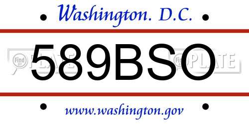 589BSO District Of Columbia License Plate