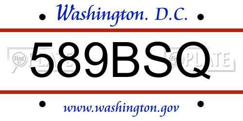 589BSQ District Of Columbia License Plate