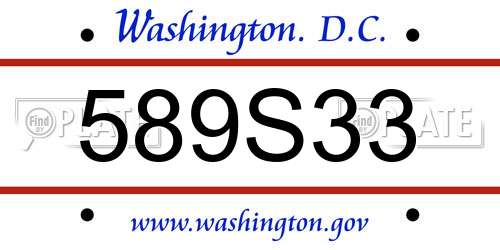589S33 District Of Columbia License Plate