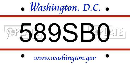 589SB0 District Of Columbia License Plate