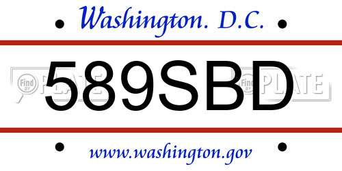 589SBD District Of Columbia License Plate