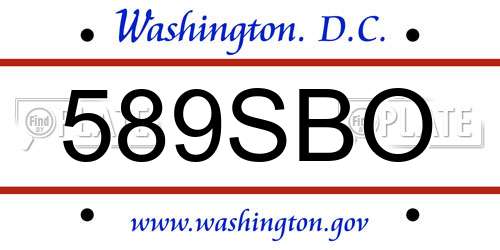 589SBO District Of Columbia License Plate