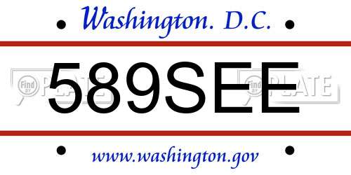 589SEE District Of Columbia License Plate