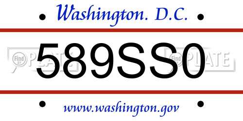 589SS0 District Of Columbia License Plate