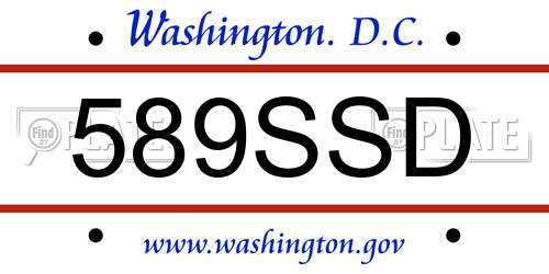 589SSD District Of Columbia License Plate