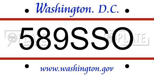 589SSO District Of Columbia License Plate