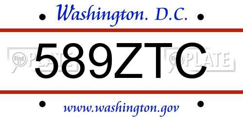 589ZTC District Of Columbia License Plate