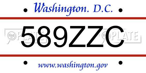 589ZZC District Of Columbia License Plate