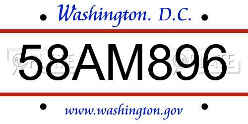 58AM896 District Of Columbia License Plate