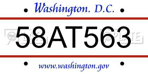 58AT563 District Of Columbia License Plate