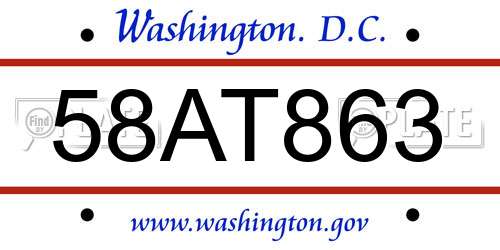 58AT863 District Of Columbia License Plate