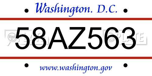 58AZ563 District Of Columbia License Plate
