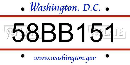 58BB151 District Of Columbia License Plate