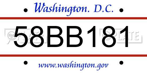 58BB181 District Of Columbia License Plate