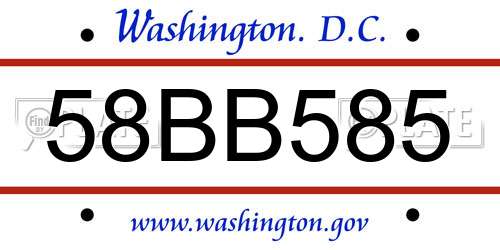 58BB585 District Of Columbia License Plate