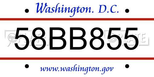 58BB855 District Of Columbia License Plate