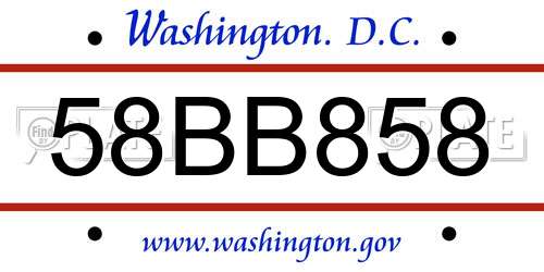 58BB858 District Of Columbia License Plate