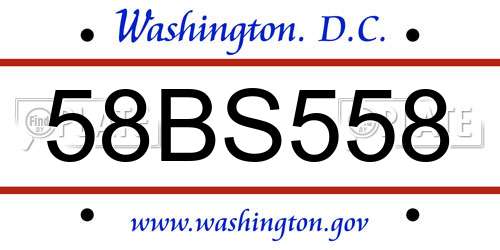 58BS558 District Of Columbia License Plate