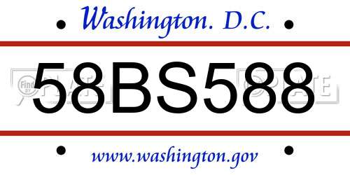 58BS588 District Of Columbia License Plate