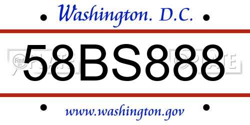 58BS888 District Of Columbia License Plate