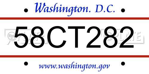 58CT282 District Of Columbia License Plate