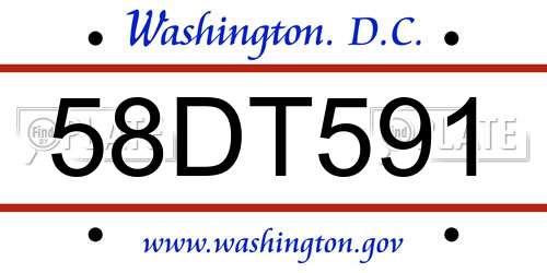 58DT591 District Of Columbia License Plate