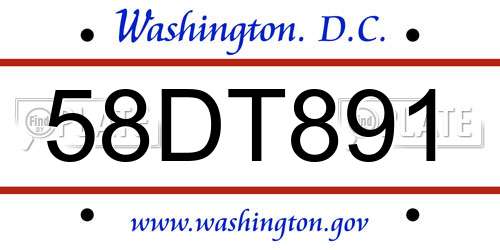 58DT891 District Of Columbia License Plate