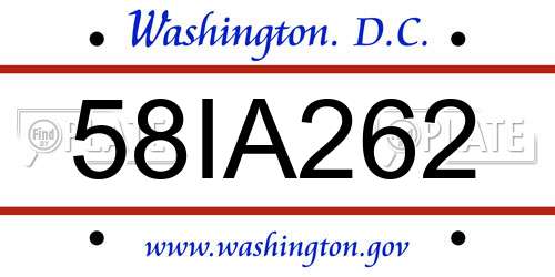 58IA262 District Of Columbia License Plate