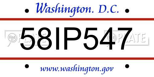 58IP547 District Of Columbia License Plate