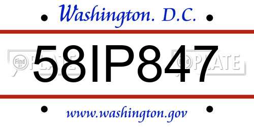 58IP847 District Of Columbia License Plate