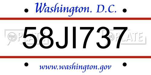 58JI737 District Of Columbia License Plate