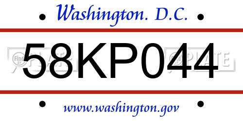 58KP044 District Of Columbia License Plate