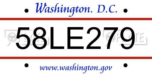 58LE279 District Of Columbia License Plate