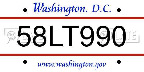 58LT990 District Of Columbia License Plate
