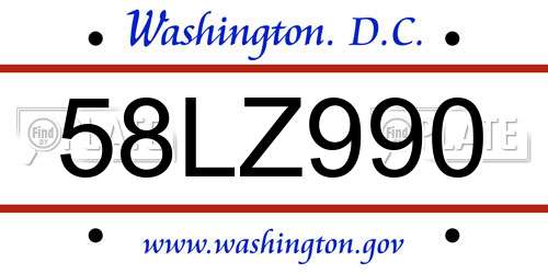 58LZ990 District Of Columbia License Plate