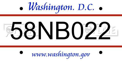 58NB022 District Of Columbia License Plate