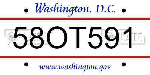 58OT591 District Of Columbia License Plate