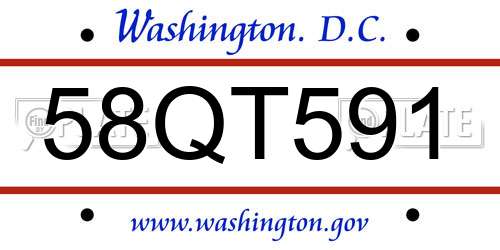 58QT591 District Of Columbia License Plate