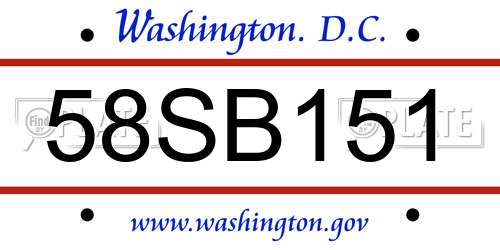 58SB151 District Of Columbia License Plate